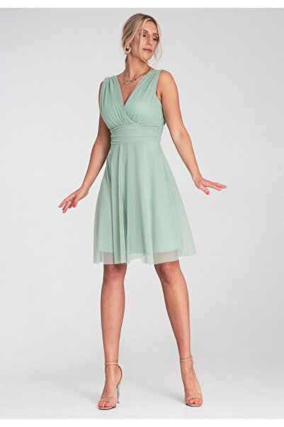 Figl Rochie elegantă de seară - Rochie de cocktail din plasă - Mentă M1207 mărimea L/XL