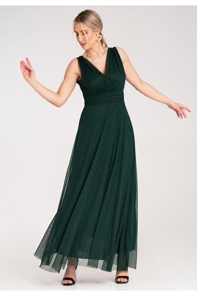 Figl Rochie maxi de seară - Rochie cu volane - Rochie verde M1186 mărimea L/XL