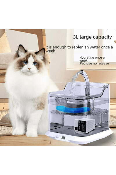 Saharaz نافورة مياه لاسلكية للقطط سعة 3 لتر، تعمل ببطارية 4400 مللي أمبير في ...