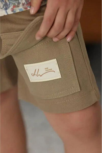 Alesaei-mondo tondo Boys' Beige Classic Shorts 4103