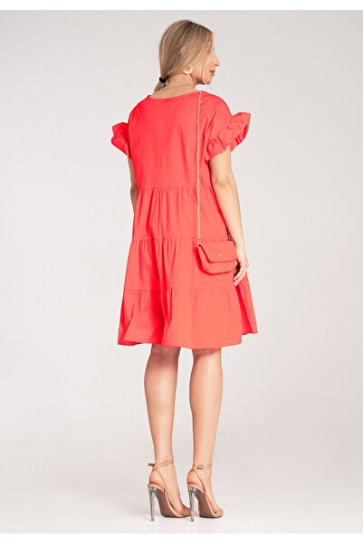 Figl Cotton summer dress - Ruffle dress - Red dress M1182 size S/M