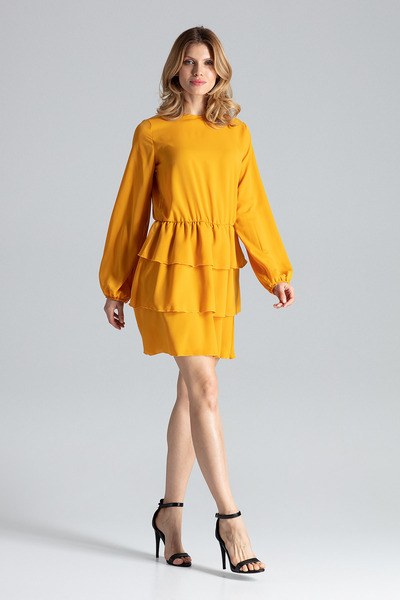 Figl Elegant yellow dress with ruffles - M601 size M