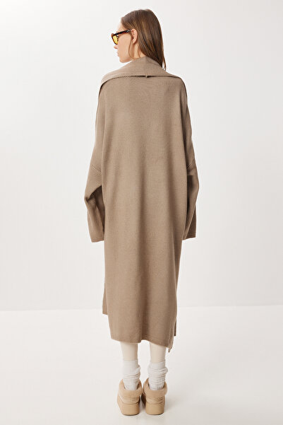 Lovelyİstanbul Oversized Long Knitwear Cardigan Ldd0129 Mink
