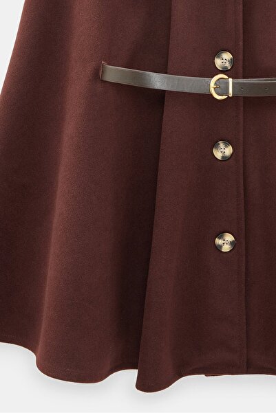 Saade Women's Fur Collar Belted Cashmere Poncho - Vintage Glam