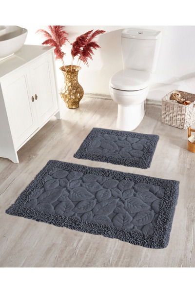 Genel Markalar Yaprak Antrasit Banyo Paspas Seti