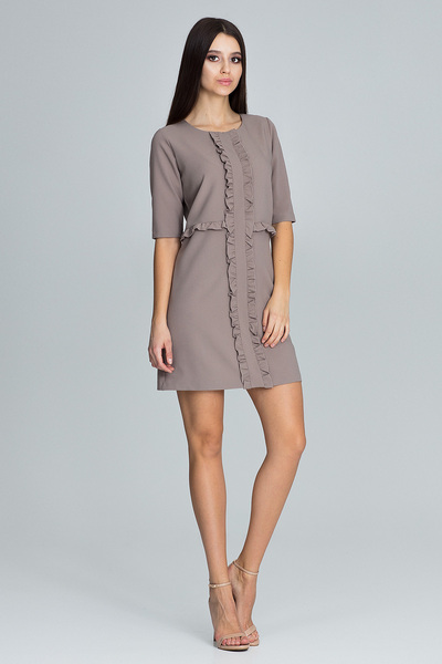 Figl Mocha short sleeve ruffle dress - M618 size M