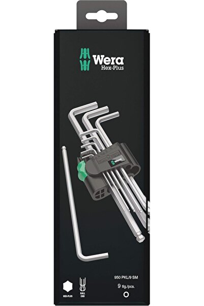 wera 5073391001 950 PKL/9 Hex Key Set, BlackLaser, Ballpoint, 9-Piece