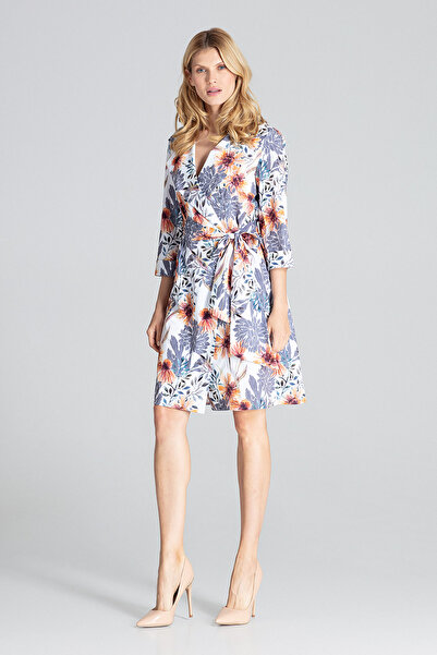 Figl Floral dress, tied with a belt - M680 size M
