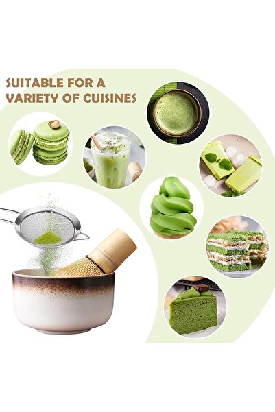 fulina Matcha 6-Piece Set,Natural Bamboo,Matcha Bowl and Bamboo Matcha Whisk,for Matcha Tea Ceremony,black