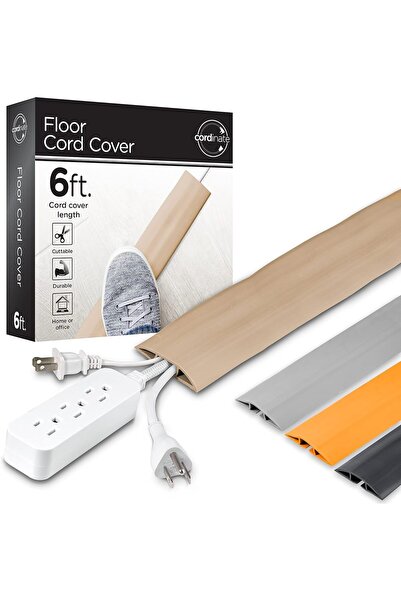 Cordinate غطاء سلك أرضي بطول 6 أقدام، واقي كابل، شديد التحمل - بني فاتح