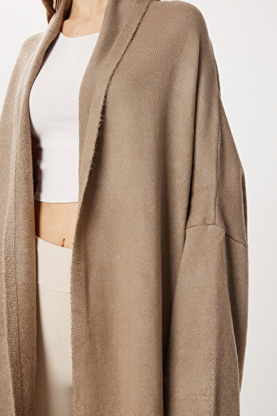 Lovelyİstanbul Oversized Long Knitwear Cardigan Ldd0129 Mink