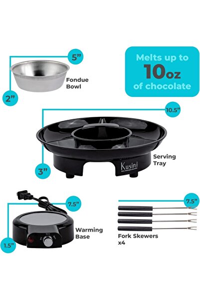 Saharaz Electric Fondue Pot,Temperature Control,Detachable Serving Trays, 4 Roasting Forks,Date Night Idea