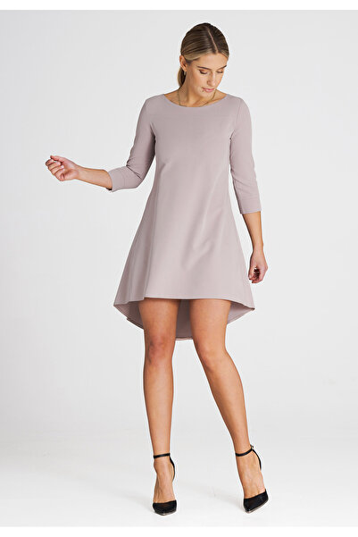 Figl Beige dress with asymmetric hem, 3/4 sleeves, M988, size XXL