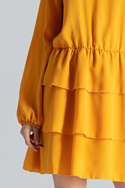 Figl Elegant yellow dress with ruffles - M601 size M