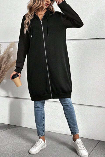 StreetWear Outlet Women's Long Hoodie with Zipper and Drawstring