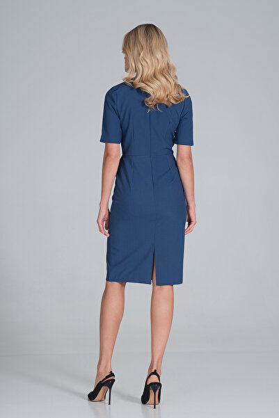 Figl Blue pencil dress with short sleeves - M851 size M