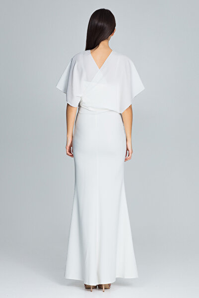 Figl Elegant ecru maxi evening dress with flared sleeves - M577 size S