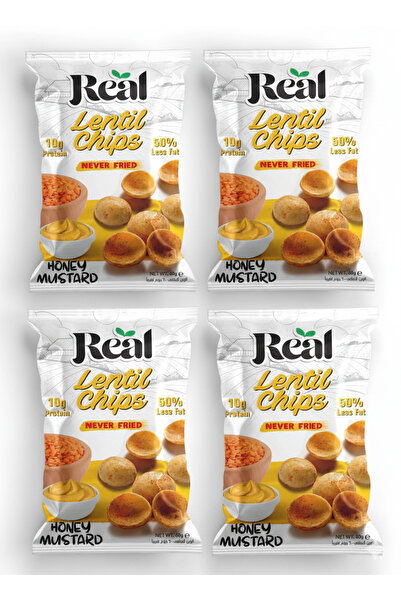 REAL رقائق العدس بالعسل والخردل - 10 غرام بروتين، 50% دهون أقل، وجبة خفيفة مق...
