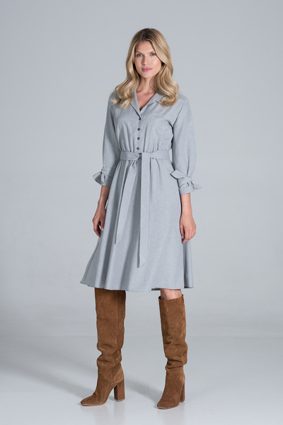 Figl Gray belted midi shirt dress - M838 size L