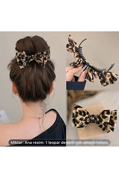 By Saadet Özkanlı leopar desenli topuz Tokası kelebek toka