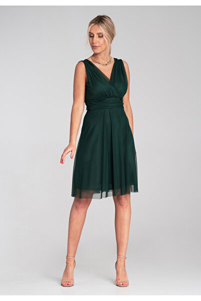 Figl Elegant evening dress - Mesh cocktail dress - Green M1207 size L/XL