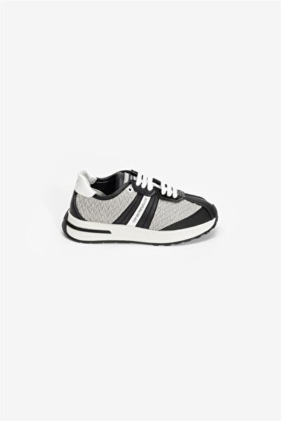 Emporio Armani Women's Embossed Patterned Leather Look Comfortable Sole Gray ...
