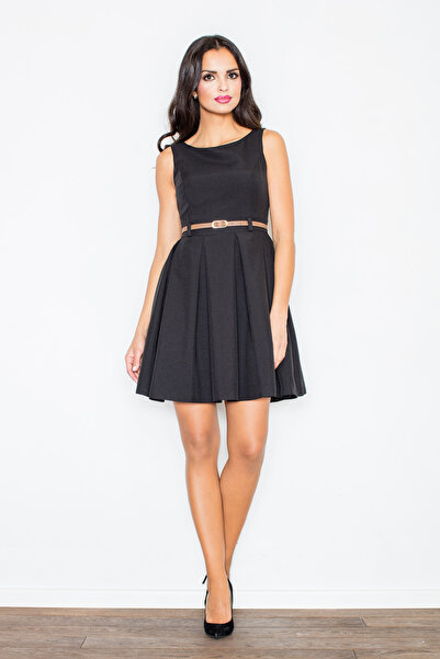 Figl Elegant, fitted dress - dress with belt - black M083 size XL