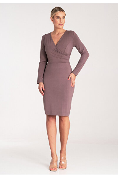 Figl Elegant, fitted dress - Straight dress - Brown dress M1078 size M