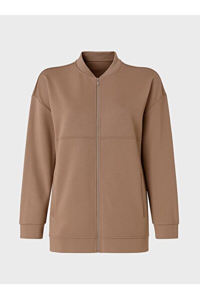 ALİA Zippered Oversized Sweatshirt - Mink -