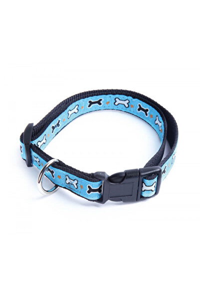 Record Zgardă pentru câini din nailon cu decorațiuni din os - S - Albastră