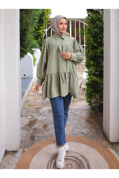 Nergis Neva Butik Bowknot Tunic - Green - Nergis Neva