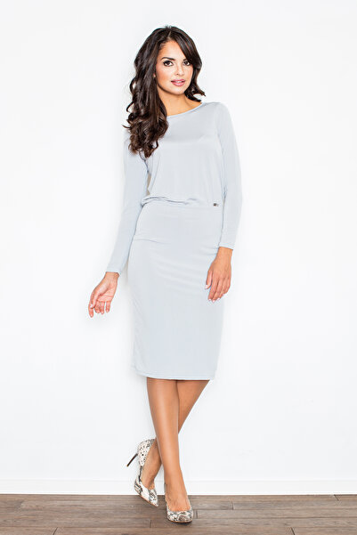 Figl Elegant, casual dress - dress with Slit at the back - gray M326 size L