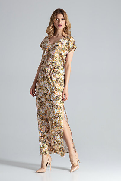 Figl Leopard and leaf Printed maxi dress - Elegant summer dress M668 size S