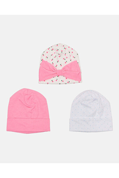 REDTAG مجموعة قبعات مزينة باللونين الوردي والأبيض للبنات (عبوة من 3 قطع)