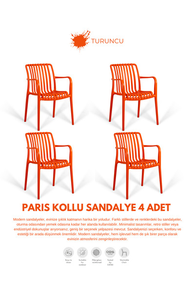 Daim Plastik PARİS | 4 ADET KOLLU LUX CAFE & RESTAURANT SANDALYESİ