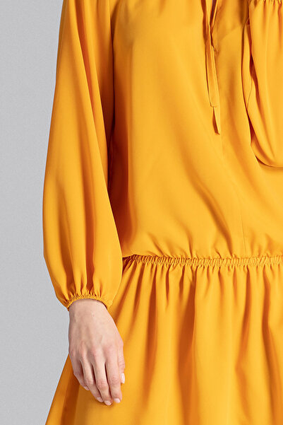 Figl Yellow summer mini dress with ruffles - Elegant and light M661 size L/XL