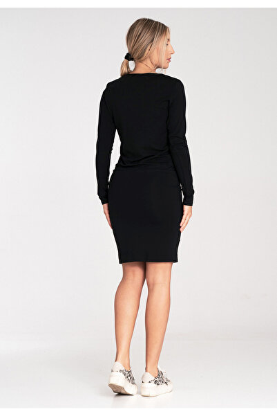 Figl Short dress with tie at the waist - viscose dress - M1049 Black size L