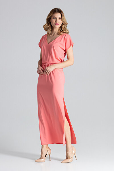 Figl Elegant coral maxi dress with Slit - Perfect for summer M668 size L