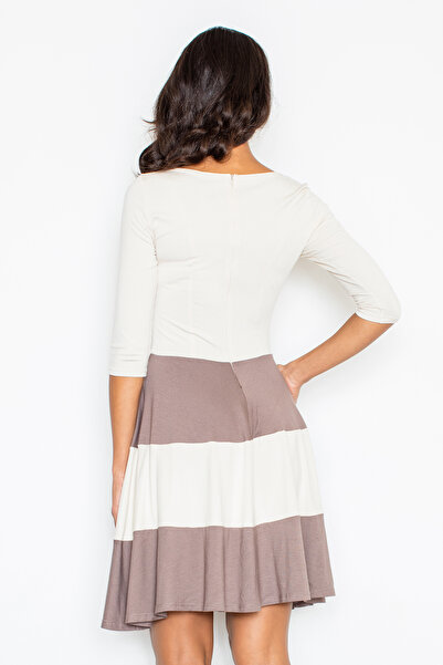 Figl Casual midi dress - Flared dress with 3/4 sleeves - brown M279 size XL