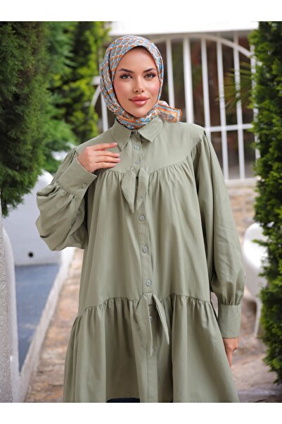 Nergis Neva Butik Bowknot Tunic - Green - Nergis Neva