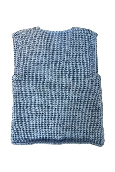 Uretti - Çiğdem 1390 8686 Hand Knitted Vest with Face Figure Pattern - 1 - 3 Years Old