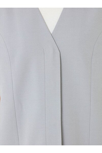 Refka Collarless Vest with Handle Detail - Gray -