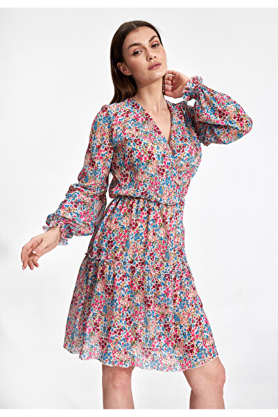 Figl Rochie florală petrecută cu mâneci lungi - M859 mărimea S/M
