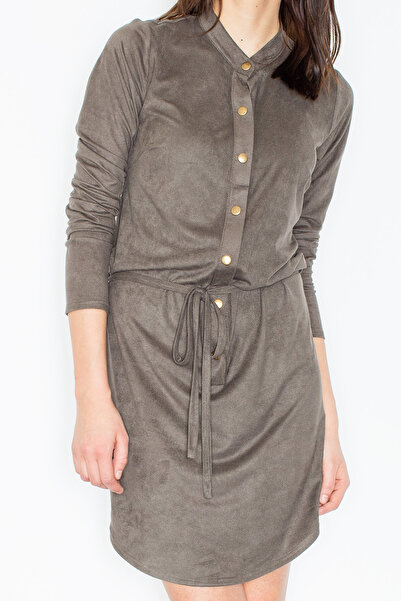 Figl Olive Suede Mini Dress with Studs - Shirt Dress - M454 size XL