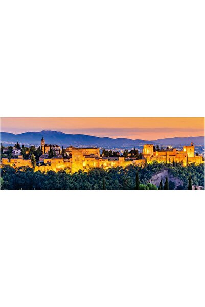 EDUCA - Alhambra & Granada Sunset Panorama Jigsaw Puzzle, 1000 pcs, includes glue, 96 x 34 cm, 14+