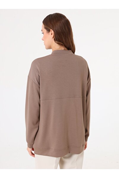 Benin Basic Design Draped Sweatshirt - Mink -