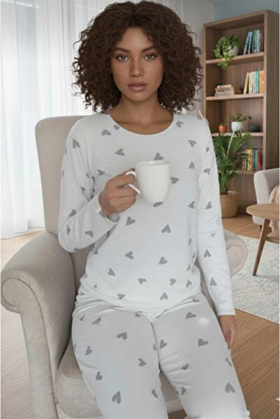 ÇAĞ MODA Viscose Knitted Long Sleeve Pants Pajama Set