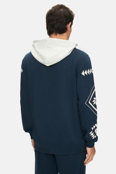 UCLA SPENCER Синій худі з капюшоном, принтом і блискавкою, стандартний крій, чоловічий