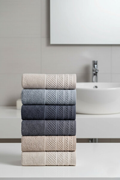 VİENNA Set of 6 Cotton 50X90 cm Soft & Absorbent Hand and Face Towels