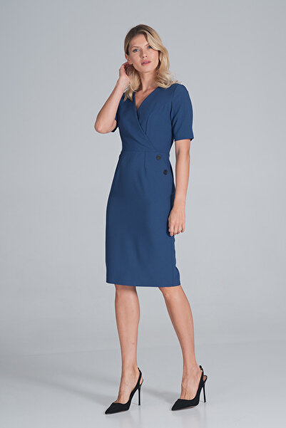 Figl Blue pencil dress with short sleeves - M851 size M